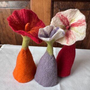 Hand Made Felt Flowers - Set of 3